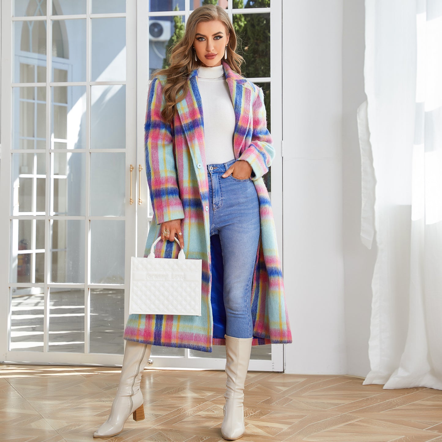 TRENDY PLAID OVERCOAT