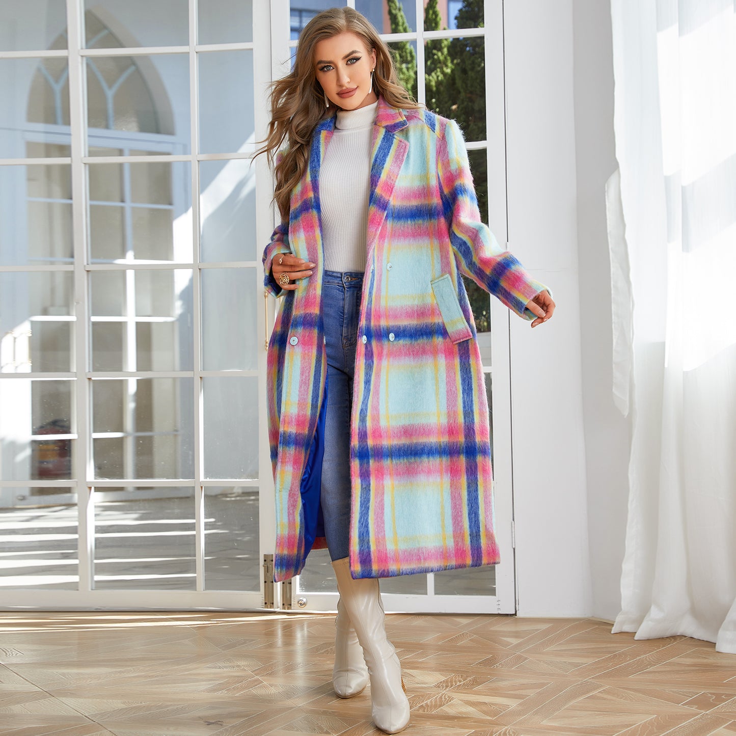 TRENDY PLAID OVERCOAT