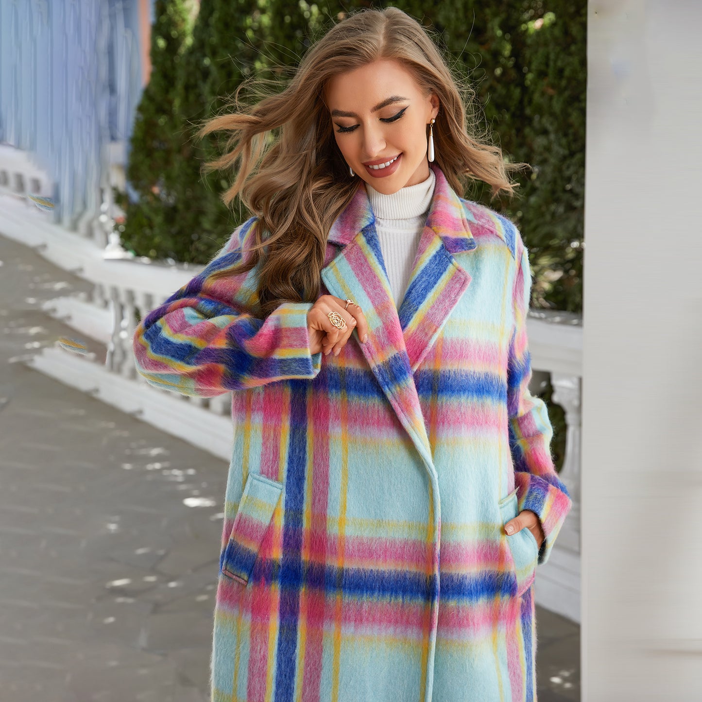 TRENDY PLAID OVERCOAT