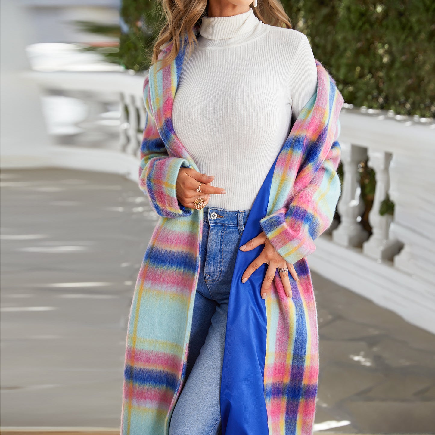 TRENDY PLAID OVERCOAT